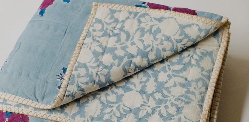 Sara - Hand Block-printed Reversible Quilt