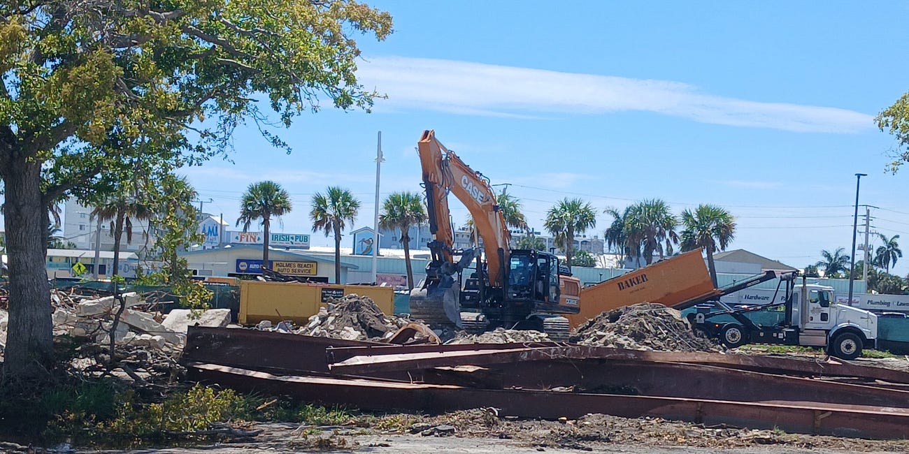 Holmes Beach Bank Demolition Clears Way for New Gulf Drive Entertainment Development