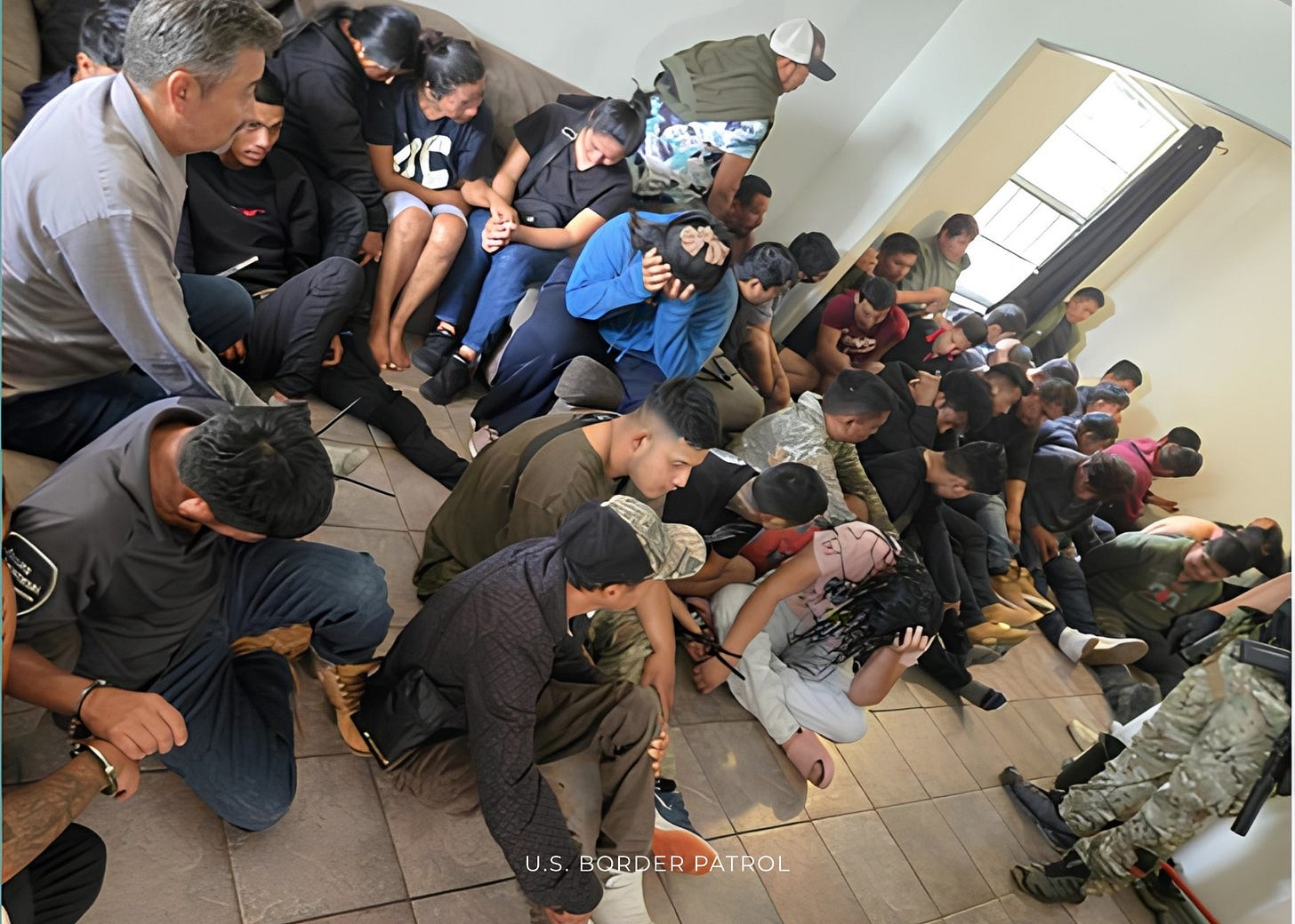 42 illegal aliens were found inside this cartel stash house in Laredo. (US Border Patrol Photo) 42 illegal aliens were found inside this cartel stash house in Laredo. (US Border Patrol Photo)