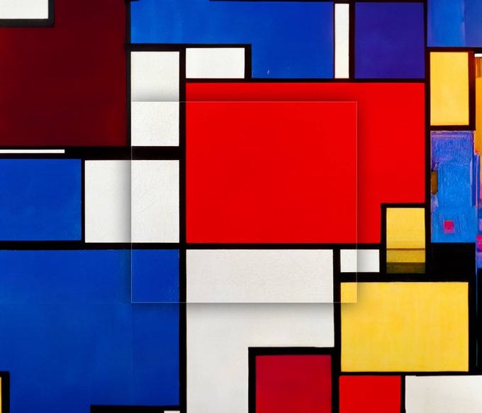 expansão de ia do quadro do mondrian. um bando de quadrado colorido, mas dessa vez tá feio
