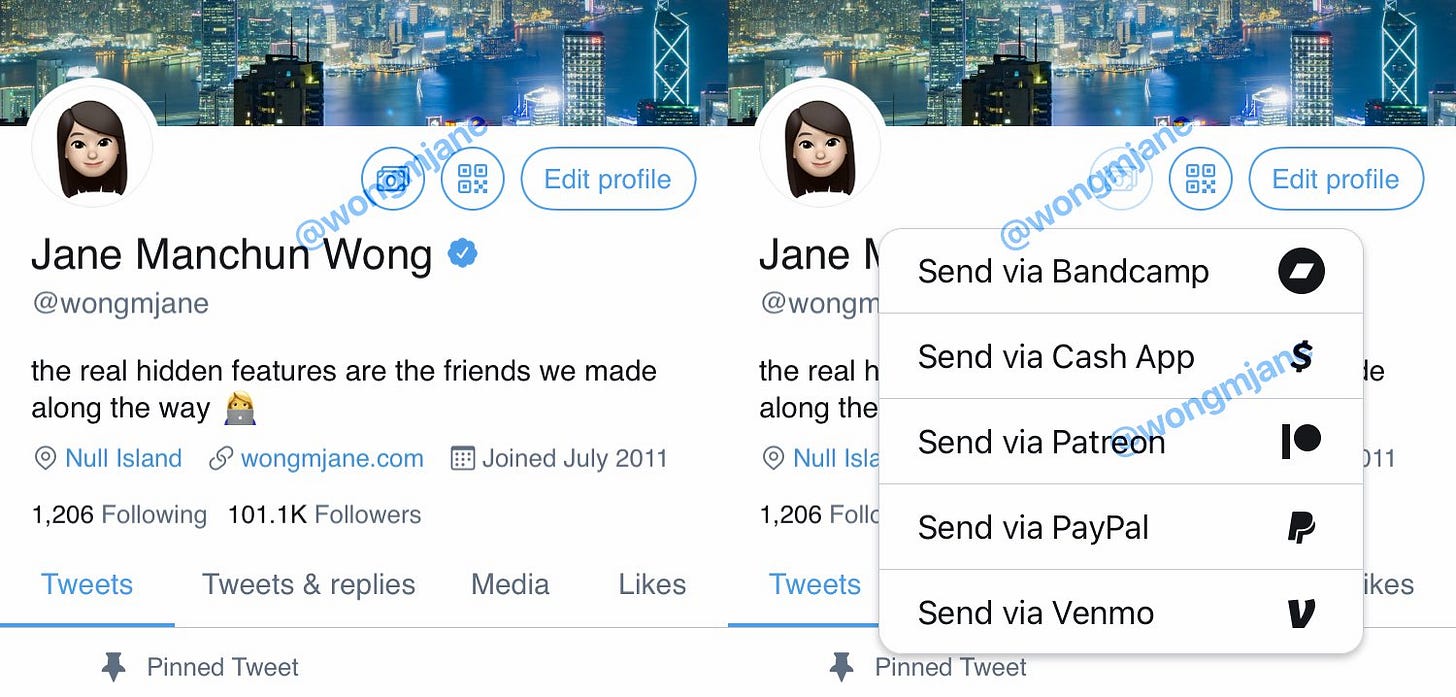 This time, the “Tip Jar” button now locates on the user profile