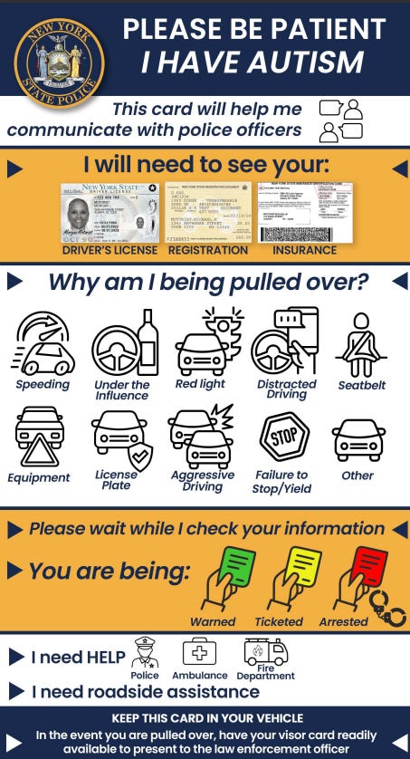 AUTISM AWARENESS VISOR CARD PROGRAM
