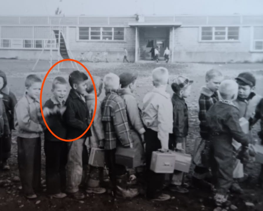 Mike of the Anchorage Memories Club in a first grade photo in Anchorage, Alaska, circa 1950s.