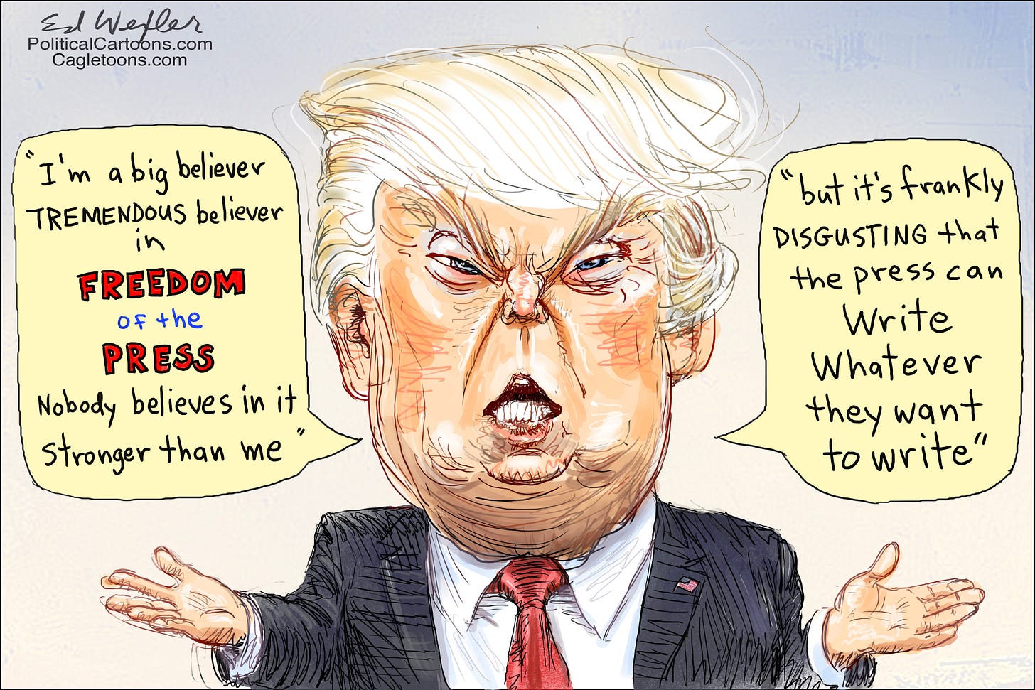 Political cartoon U.S. Trump press freedom censorship | The Week