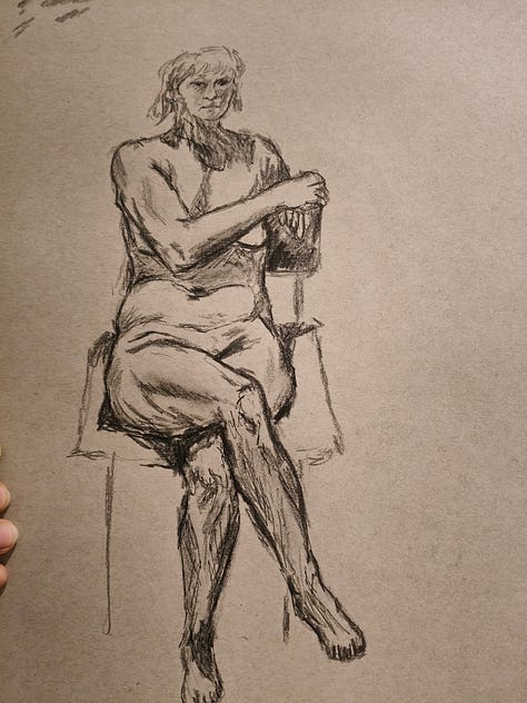 sketches of nude made in a life drawing class