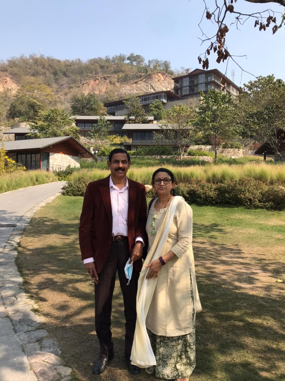 Madan Challa and Meena Madan Challa on a trip