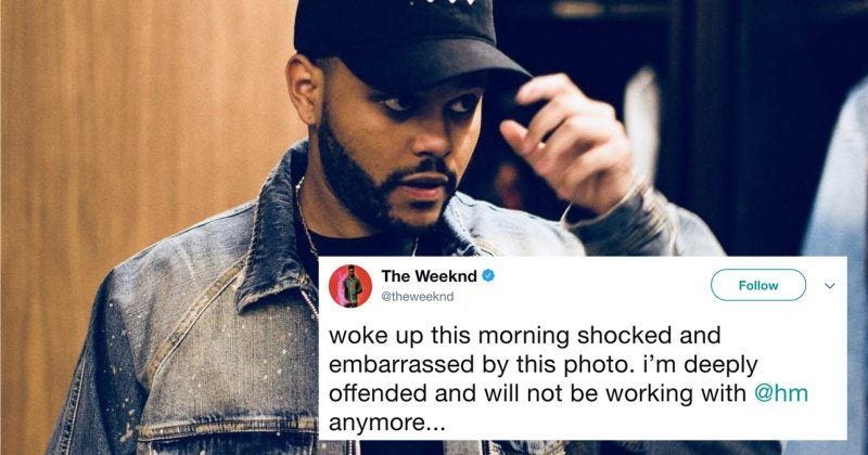 weeknd twitter tweet about hm monkey shirt weeknd twitter tweet about hm monkey shirt
