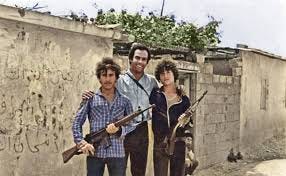 We support the Palestinians 100% - Huey P. Newton, Black Panther Party co-founder pictured here (Frame 1) with Palestinian resistance fighters outside a Palestinian refugee camp in Lebanon, 1980. The party was We support the Palestinians 100% - Huey P. Newton, Black Panther Party co-founder pictured here (Frame 1) with Palestinian resistance fighters outside a Palestinian refugee camp in Lebanon, 1980. The party was