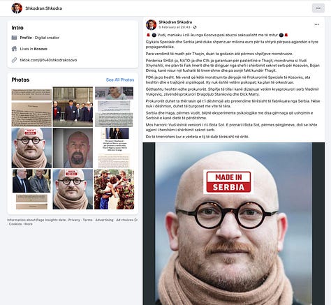 Disinformation Exhibition of Fake Account Shkodra Shkodra who is alleged to be linked to Milaim Zeka and allied with Lirim Mehmetaj.