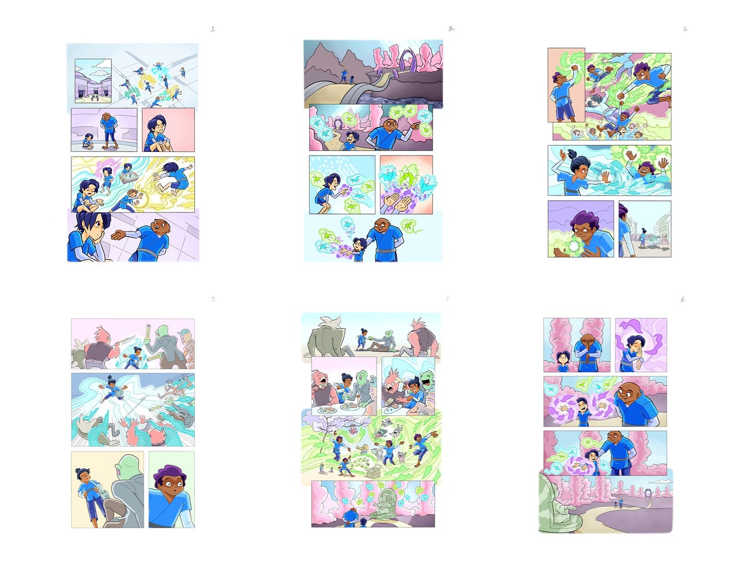 A screenshot of the 6 pages of my anthology story.