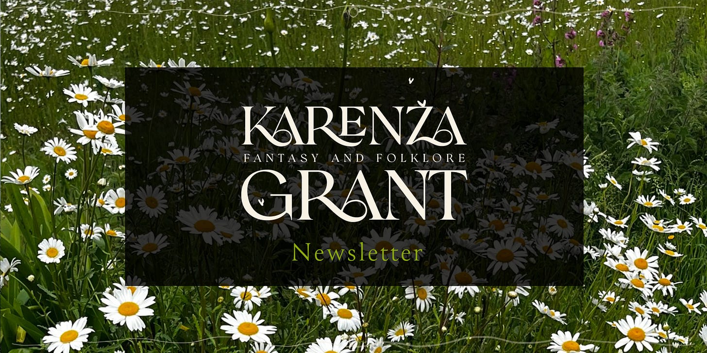 Title banner. Karenza Grant. Fantasy and folklore. Newsletter. Title banner. Karenza Grant. Fantasy and folklore. Newsletter.