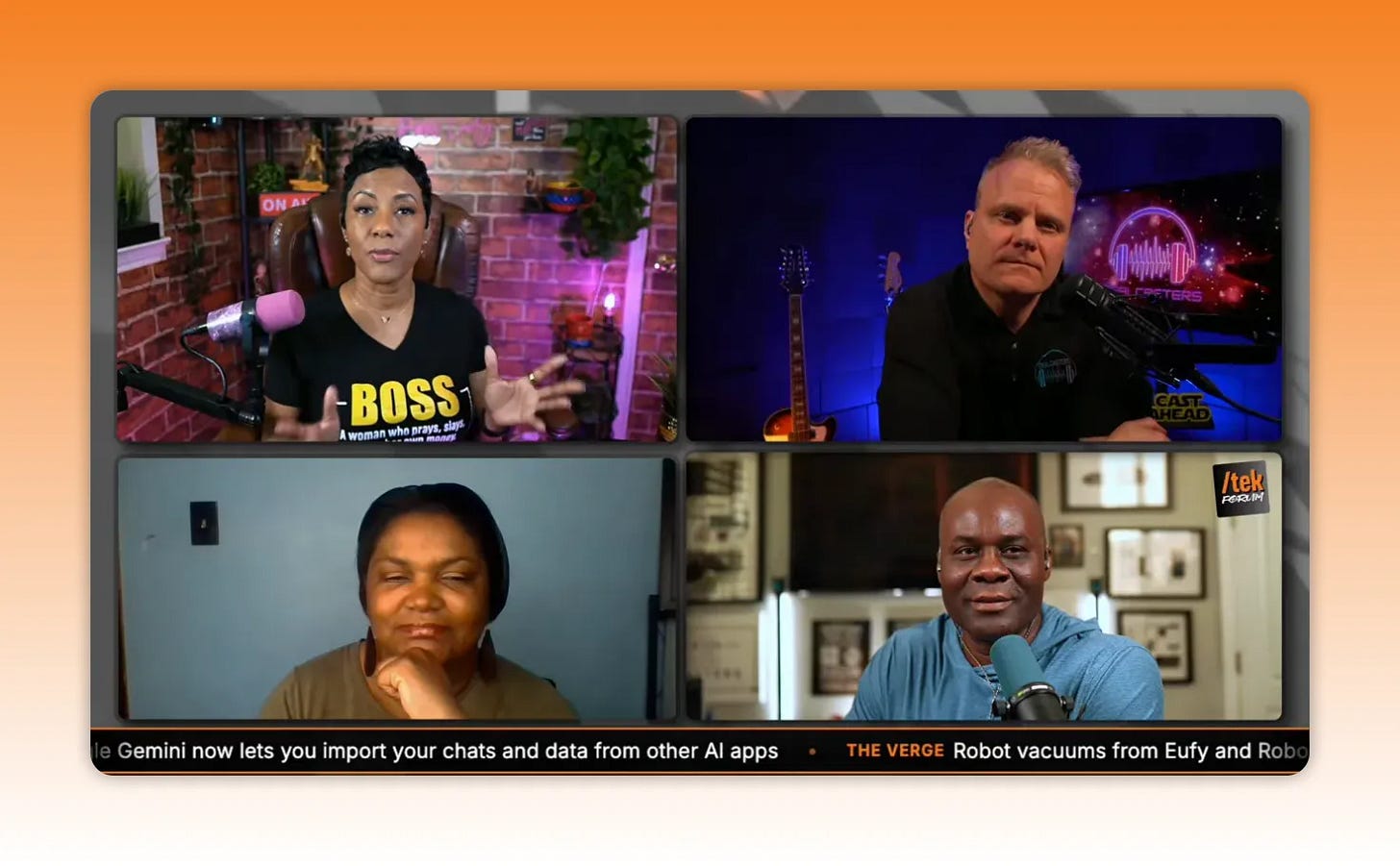 Panelists discussing attention costs and sustainable creator strategy on camera