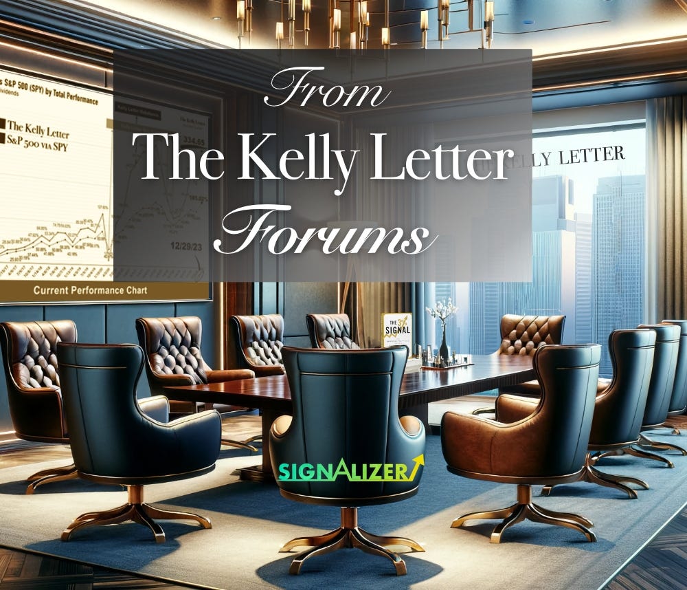 From The Kelly Letter Forums, for Signalizer, with an image of the discussion lounge on the subscriber site.