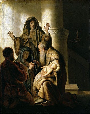 Simeon in the Temple, c.1628 by Rembrandt | Canvas Print