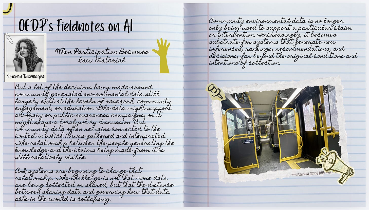 Handwritten excerpt from Shannon's blog