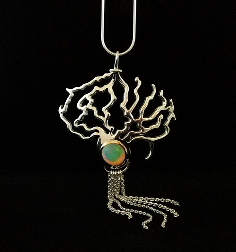 Paintings, embroidery and jewelry with neuroscience motifs