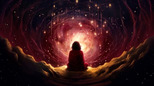 Side-by-side image of a yogi meditating and another performing an advanced asana, highlighting the difference between external practice and internal growth.