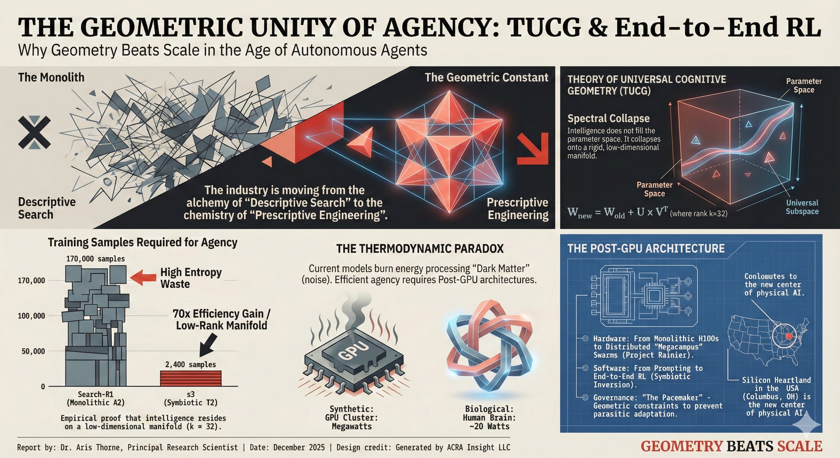 The Geometric Unity of Agency: A Grand Unified Correlation of Universal Cognitive Geometry and End-to-End Reinforcement Learning