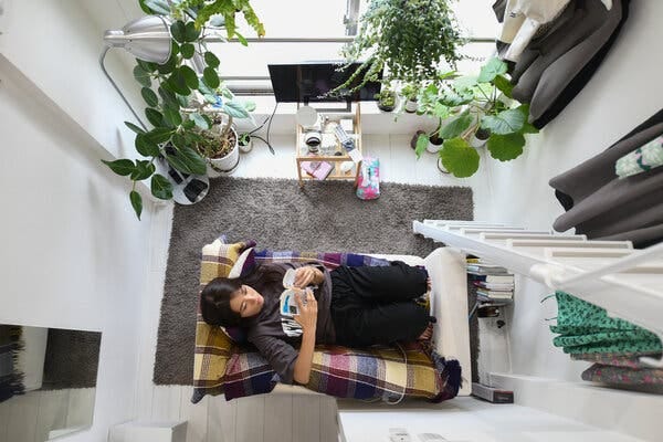 Kana Komatsubara, 26, settled on a microapartment after deciding to leave her parents&rsquo; home.