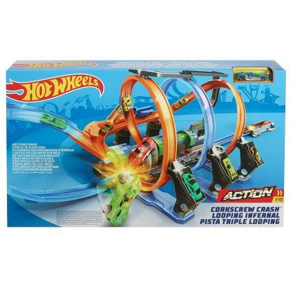 Hot Wheels Corkscrew Crash Track Set hottest boy toys holiday Hot Wheels Corkscrew Crash Track Set hottest boy toys holiday