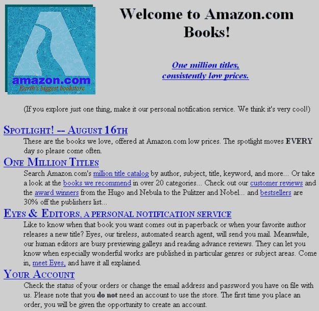 r/interestingasfuck - This is what Amazon's website looked like in 1995 when it debuted.