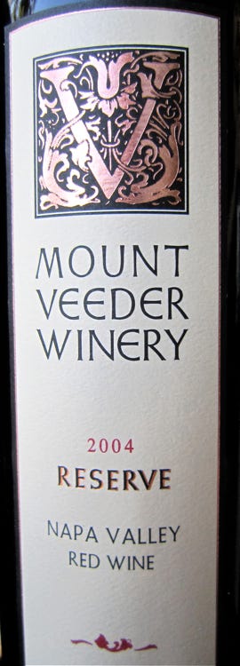 A - 2004 Mount Veeder Reserve Cab label A - 2004 Mount Veeder Reserve Cab label