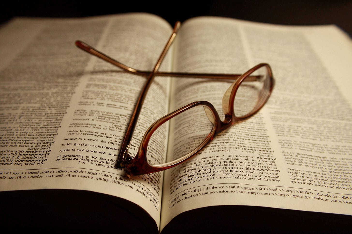 Free picture: reading glasses, pages, dictionary book