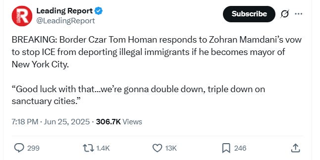 Will Border Czar Tom Homan end up ARRESTING Zohran Mamdani?