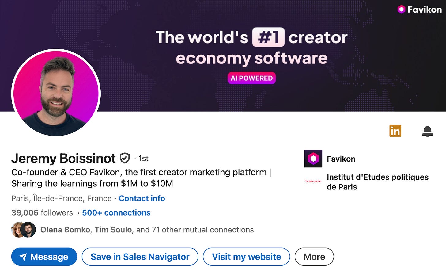 jeremy boissinot founder of favikon