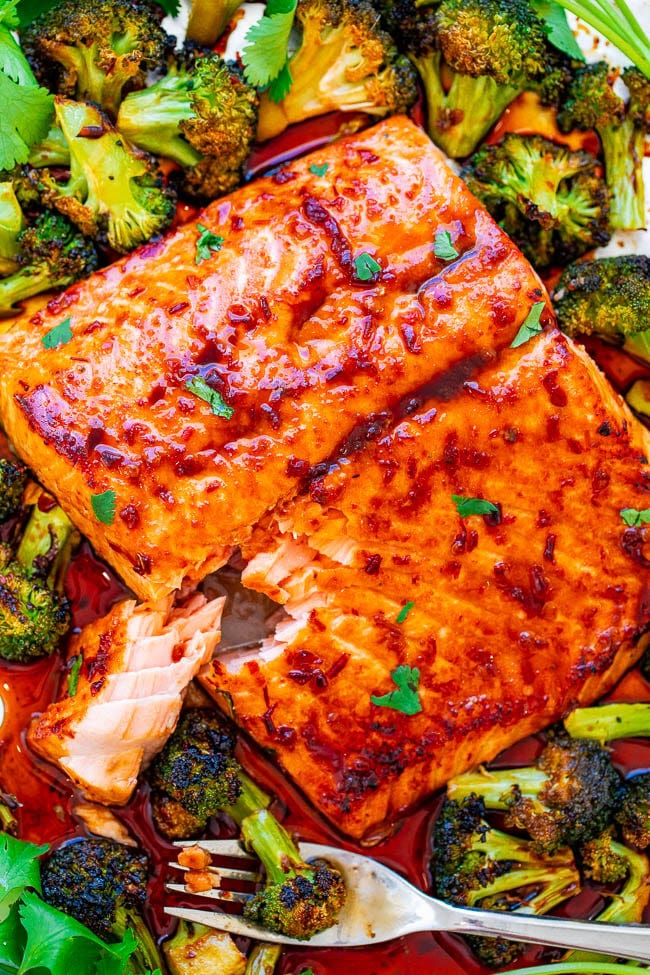 Sheet Pan Asian Salmon and Broccoli - An EASY recipe that only uses 7 ingredients, is ready in 20 minutes, and tastes way BETTER than salmon you'd get in a fancy restaurant!! IMPRESS your family and friends with this FOOLPROOF recipe!! Sheet Pan Asian Salmon and Broccoli - An EASY recipe that only uses 7 ingredients, is ready in 20 minutes, and tastes way BETTER than salmon you'd get in a fancy restaurant!! IMPRESS your family and friends with this FOOLPROOF recipe!!