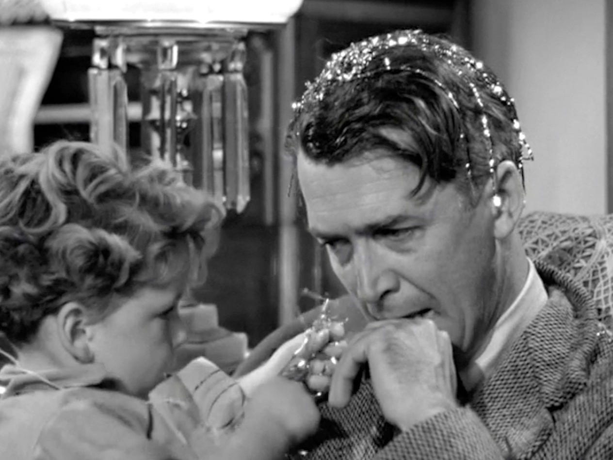 Jimmy Stewart as George Bailey in It's a Wonderful Life 1946 film