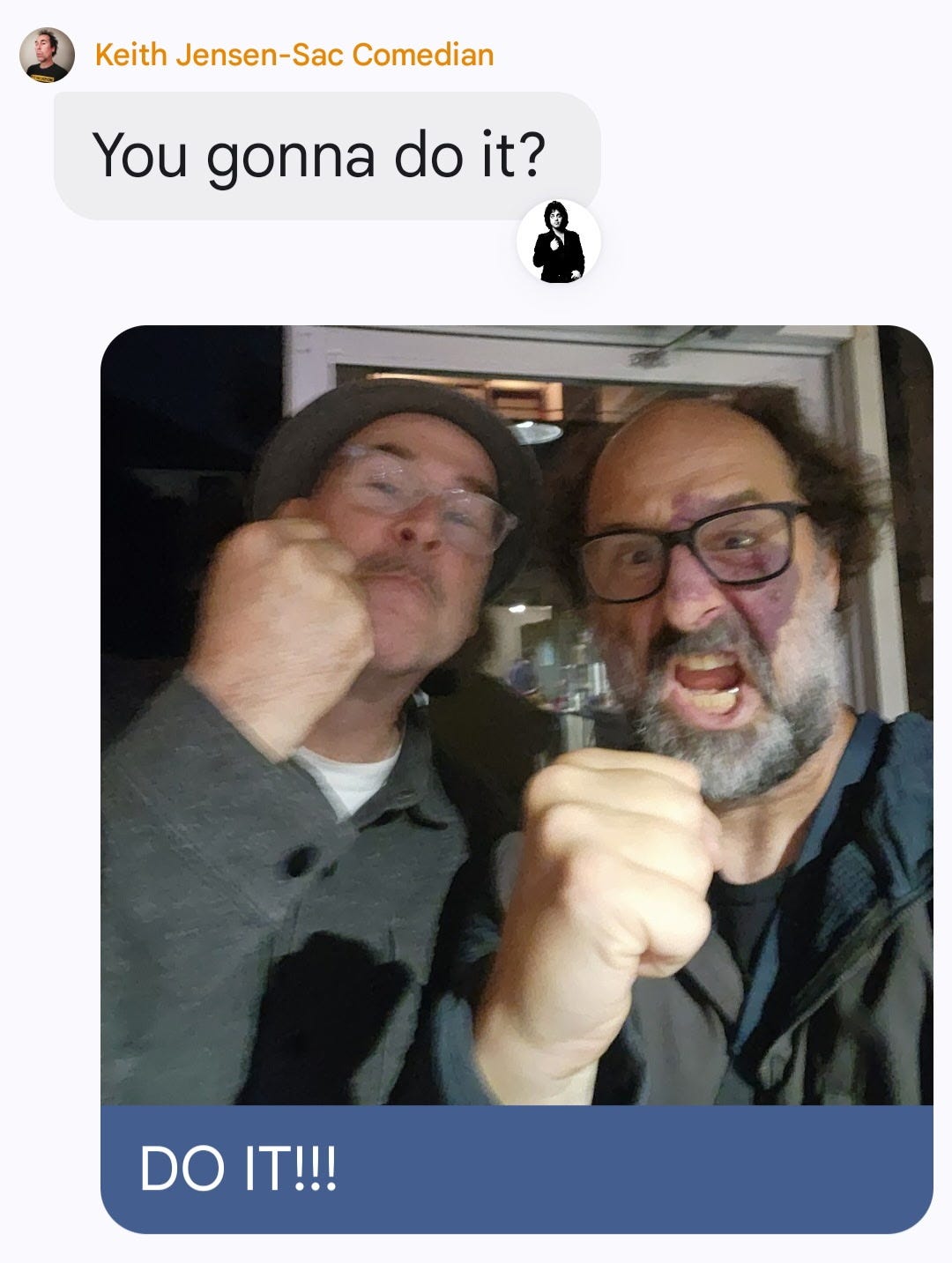 My co-hosts encouraging me to "just do it"