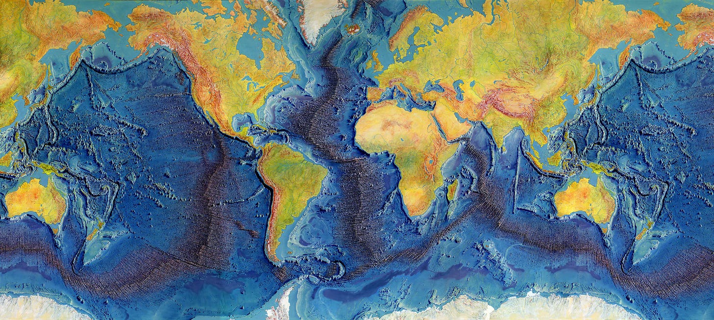 Heezen-Tharp World Ocean Floor Map Wallpaper Mural