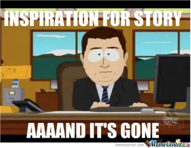 A meme from South Park about losing an idea.