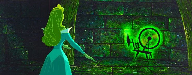 This may contain: the animated princess stands in front of a green light