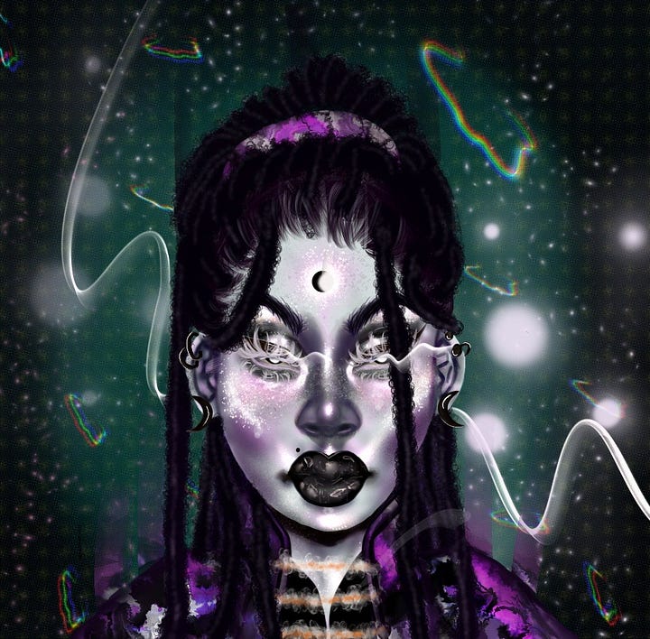 We are celestials is a 6 piece 1/1 collection. Combined with my love for the solar system, This collection describes women as divine, ethereal entities. This is my way of appreciating the beauty of women by visualizing them as celestial beings.