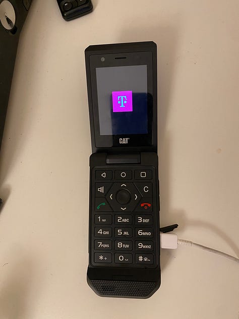 Photos of my Cat S22 Flip Phone and examples of the small digital touchscreen