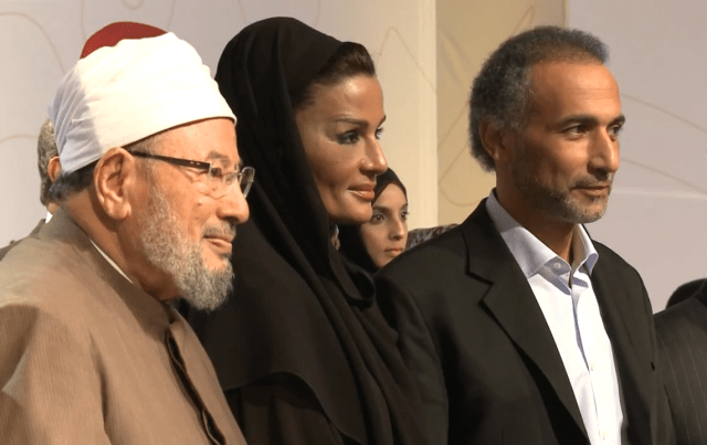 Sheikh Qaradawi and the Qatari Sheikha Mozah, and Tariq Ramadan