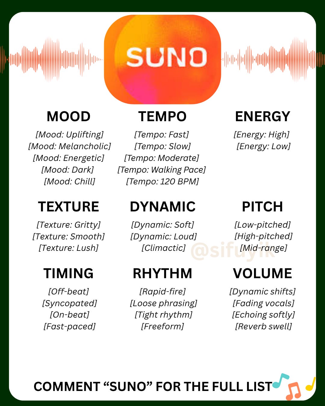 300 AI Music Generation Prompt for Suno AI Music (2026) (works for any ...