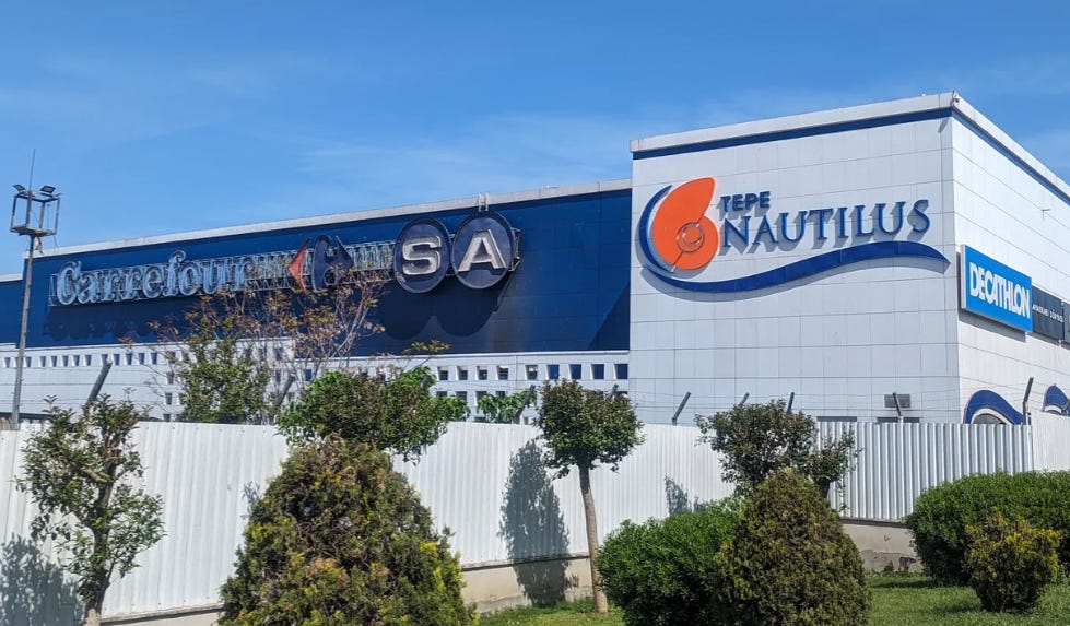 Exterior photo of the Nautilus Mall. 
