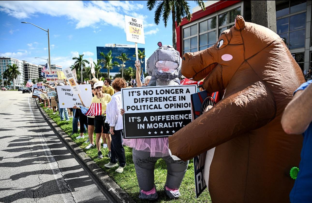 May be an image of crowd and text that says 'KINGSI NO INCE 1776 Naley ●話 America TRUMP F ター TOLE MY SMILL IT'S NO LONGER A DIFFERENCE IN POLITICAL OPINIOI IT'S SADIFFERENCE A DIFFERENCE IN MORALITY. 文文'