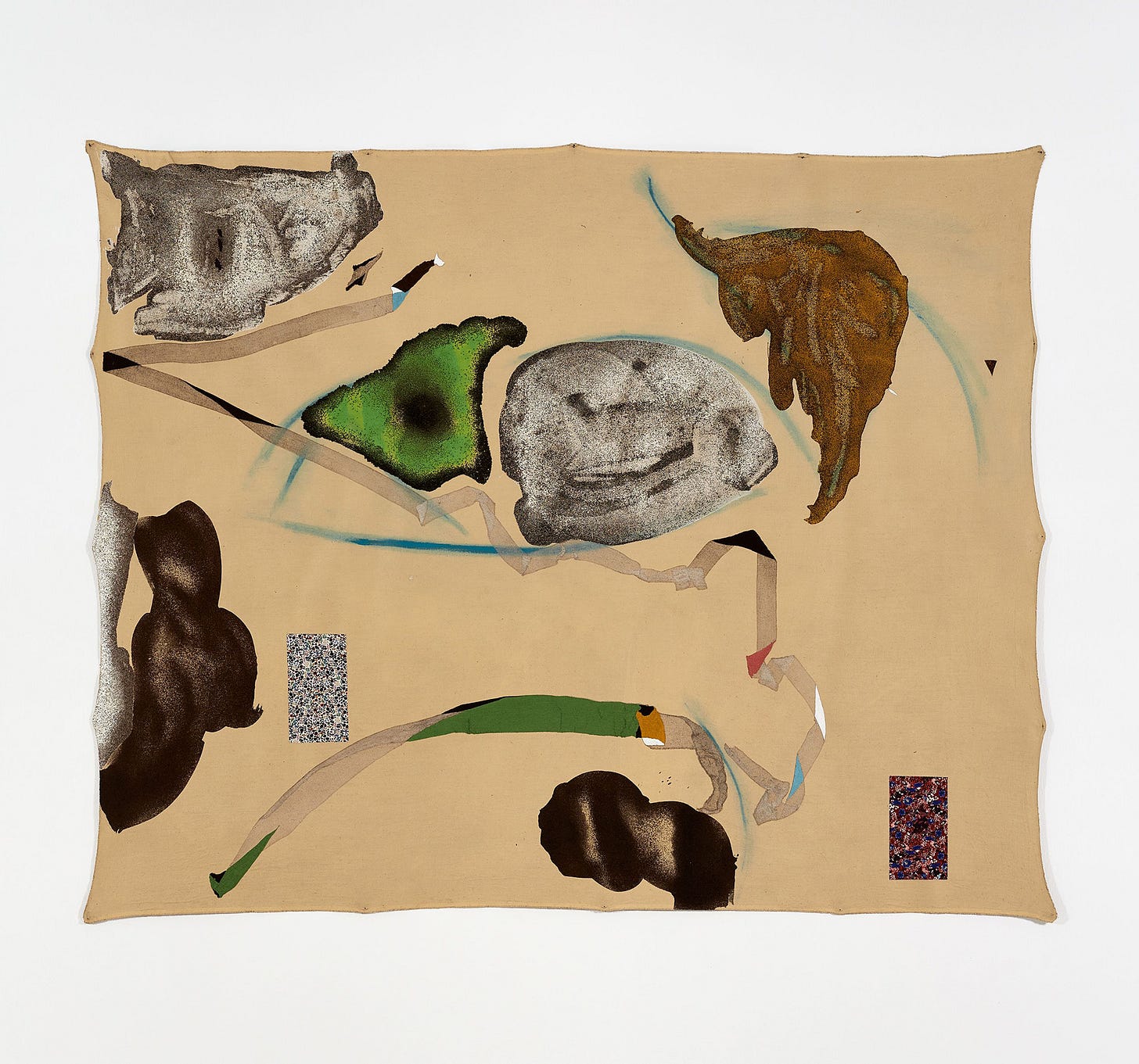 Francis Offman, Untitled, (acrylic, ink, 100% cotton, coffee grounds, Bolognese plaster on linen), 2022-2023 [P420, Bologna. © Francis Offman]