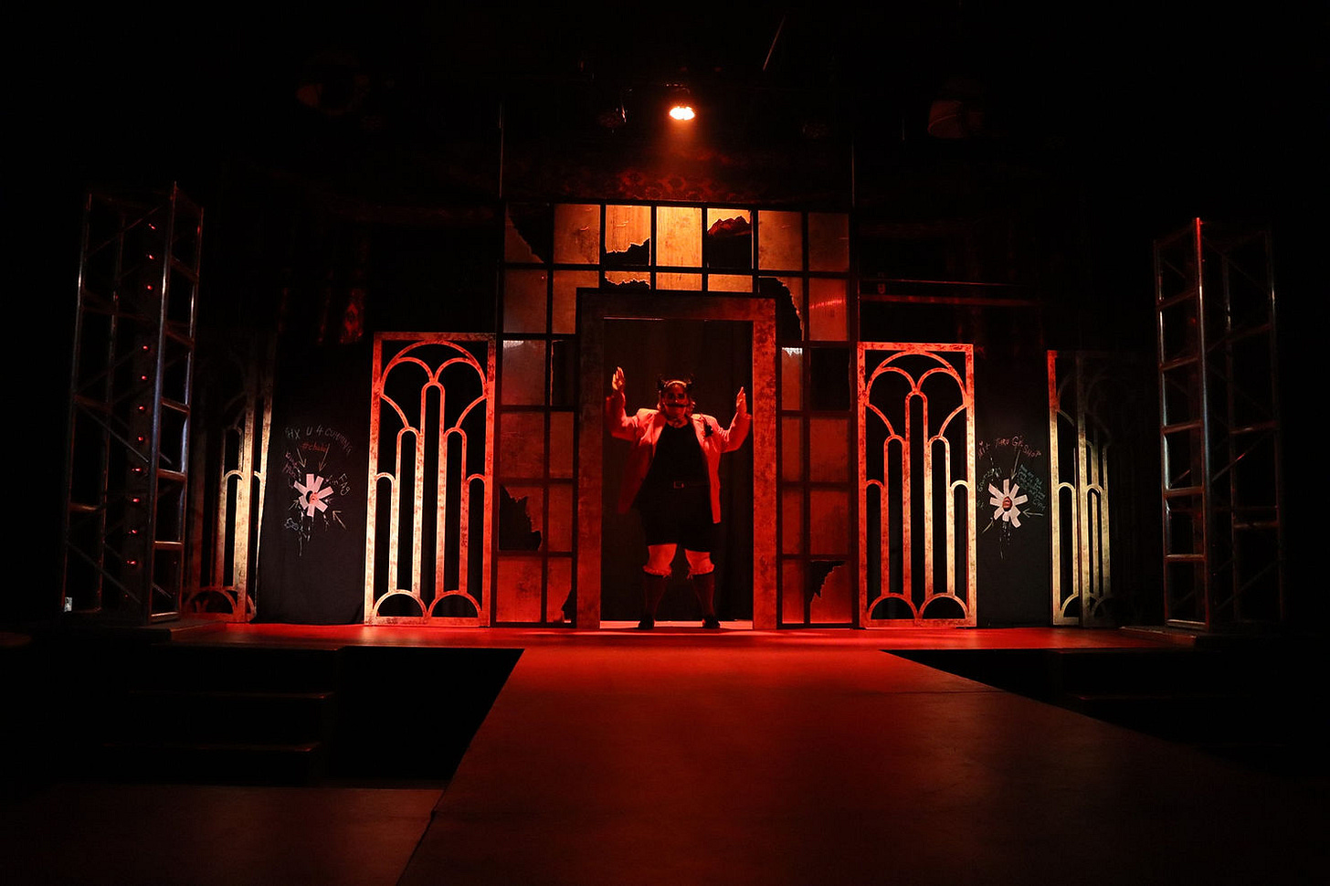 Katherine Perry (Devil) in EgoPo Classic Theater's 2025 Production of Turds in Hell. Photo by Devon Roberts. Katherine Perry (Devil) in EgoPo Classic Theater's 2025 Production of Turds in Hell. Photo by Devon Roberts.