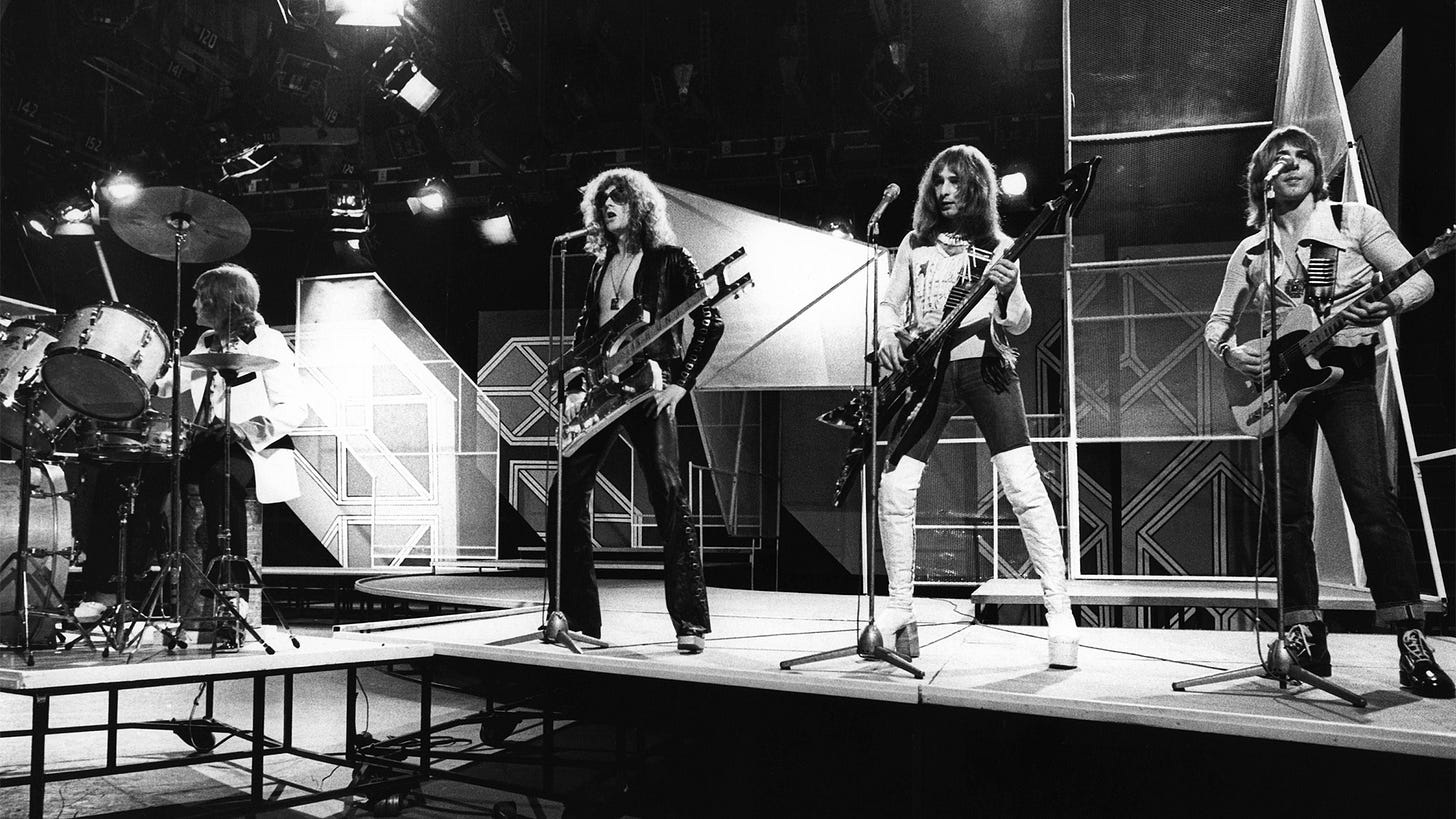 Mott the Hoople perform on Top of the Pops in 1973. L-R Dale Griffin, Ian Hunter, Pete 'Overend' Watts and Mick Ralphs Mott the Hoople perform on Top of the Pops in 1973. L-R Dale Griffin, Ian Hunter, Pete 'Overend' Watts and Mick Ralphs