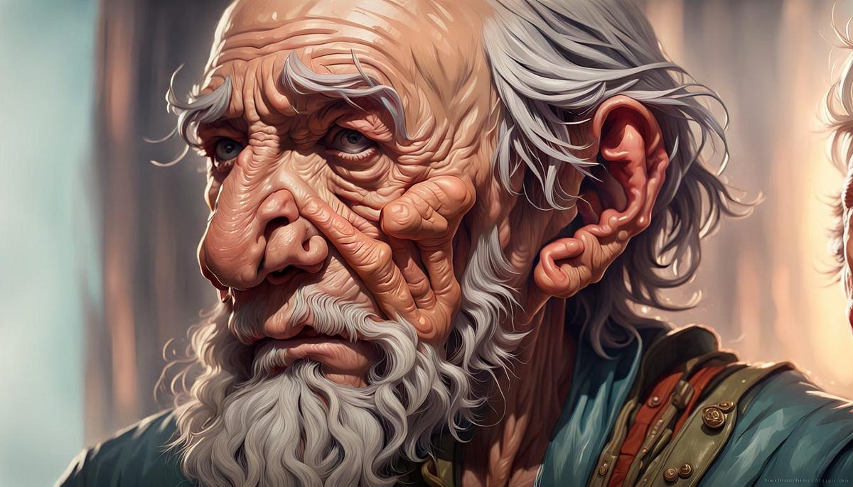 Head and shoulders, old wrinkled man Head and shoulders, old wrinkled man
