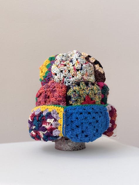 Mixed granny crochet patchwork beanie