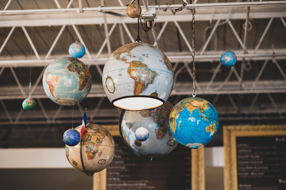 Some worldly chandeliers at Amélie’s Bakery.