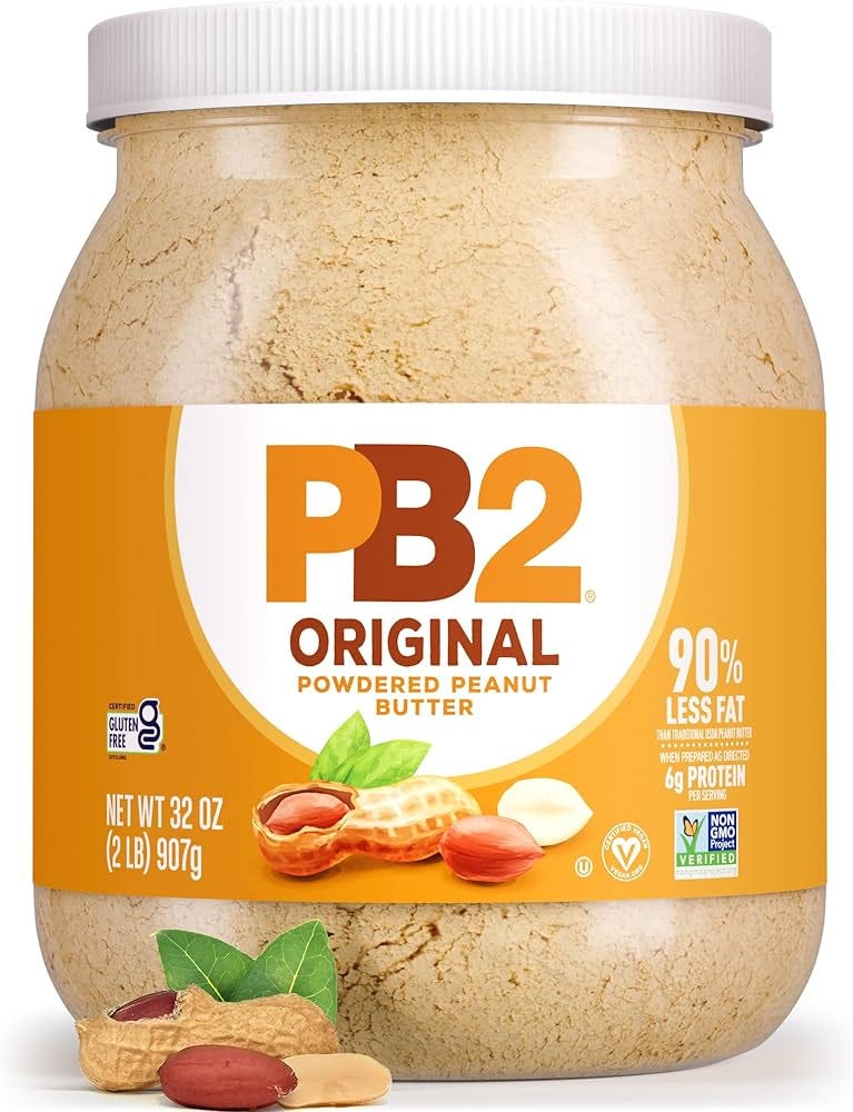Amazon.com : PB2 Powdered Peanut Butter Powder | 2LB Jar | Certified Gluten  Free, Low-Carb, Keto Diet Friendly | Original Flavor with 6G of Protein,  90% Less Fat, 60 Calories Per Serving |