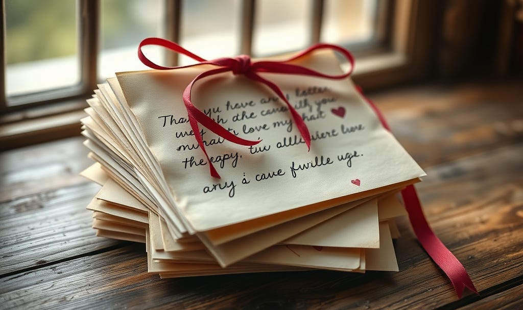 Stack of vintage love letters tied with ribbon representing how romantic relationships can fade through hedonic adaptation and taking love for granted
