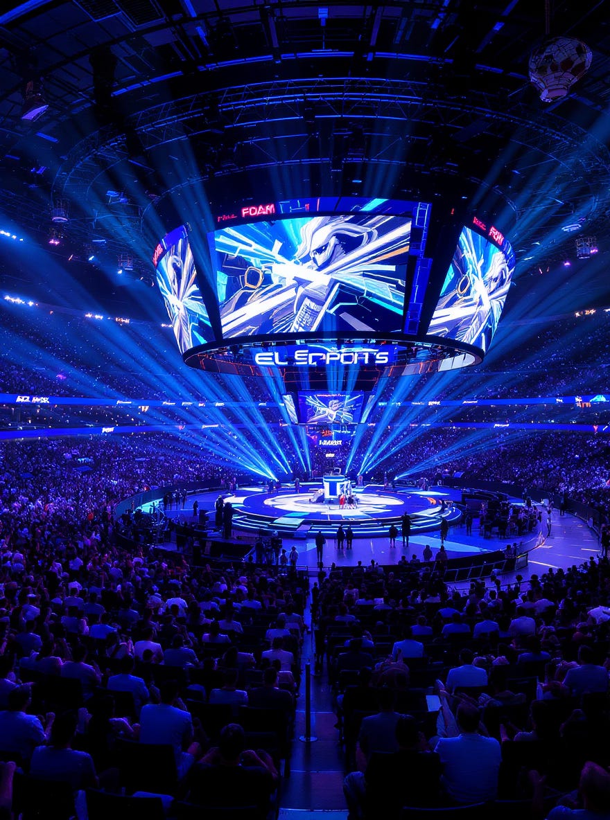 Immersive esports stage with LED screens and light design – example of AI-assisted production in live events Immersive esports stage with LED screens and light design – example of AI-assisted production in live events